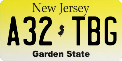 NJ license plate A32TBG