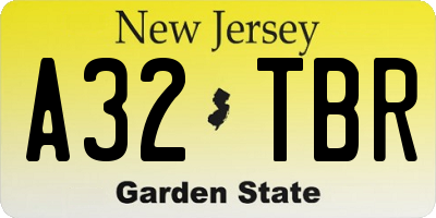 NJ license plate A32TBR