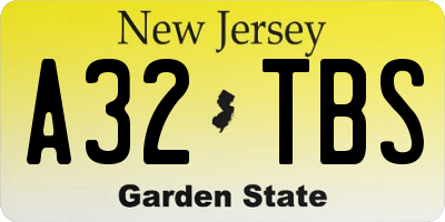 NJ license plate A32TBS