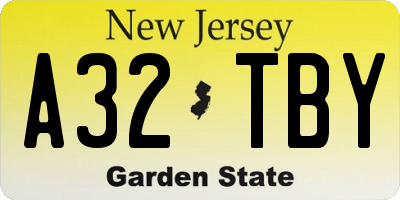 NJ license plate A32TBY