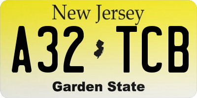 NJ license plate A32TCB