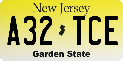 NJ license plate A32TCE