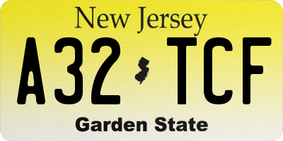 NJ license plate A32TCF