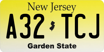 NJ license plate A32TCJ