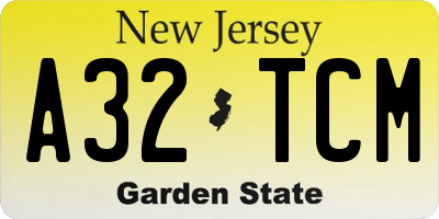 NJ license plate A32TCM