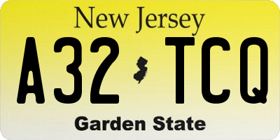 NJ license plate A32TCQ