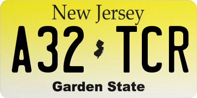 NJ license plate A32TCR