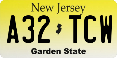 NJ license plate A32TCW