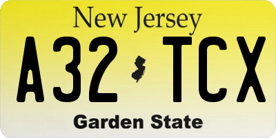 NJ license plate A32TCX