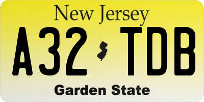 NJ license plate A32TDB