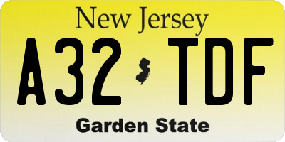NJ license plate A32TDF