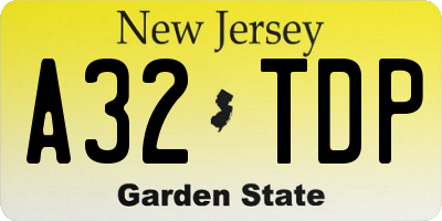 NJ license plate A32TDP