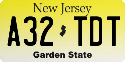 NJ license plate A32TDT
