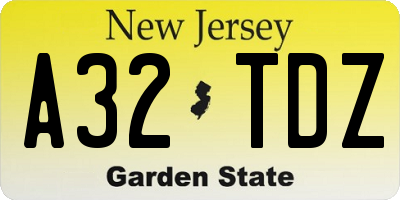 NJ license plate A32TDZ