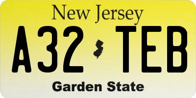 NJ license plate A32TEB