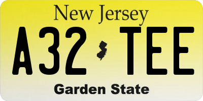 NJ license plate A32TEE