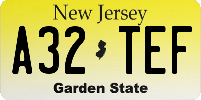 NJ license plate A32TEF