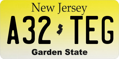 NJ license plate A32TEG