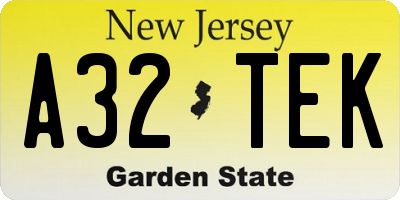 NJ license plate A32TEK