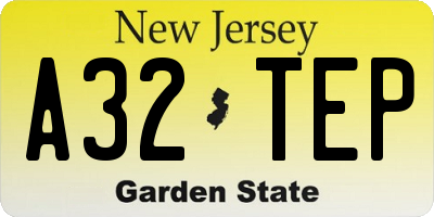NJ license plate A32TEP