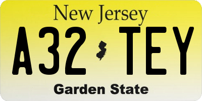 NJ license plate A32TEY