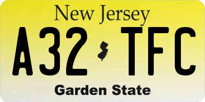 NJ license plate A32TFC