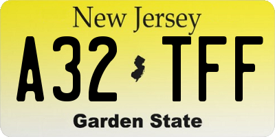 NJ license plate A32TFF