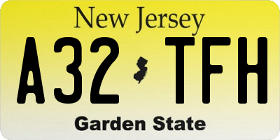 NJ license plate A32TFH