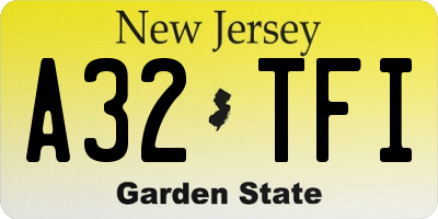 NJ license plate A32TFI