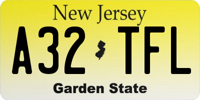NJ license plate A32TFL