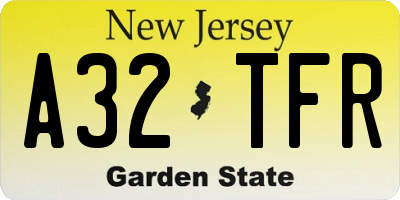 NJ license plate A32TFR