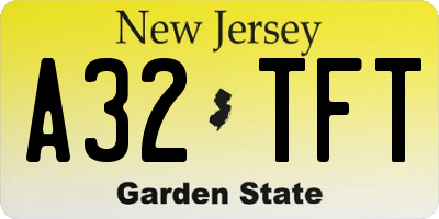 NJ license plate A32TFT
