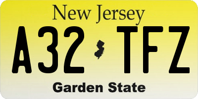 NJ license plate A32TFZ