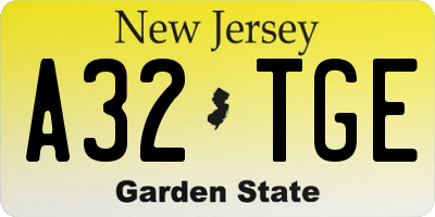 NJ license plate A32TGE