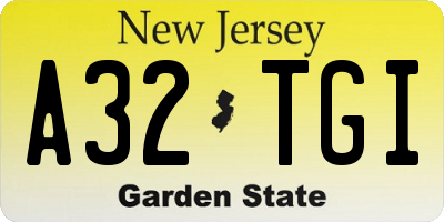 NJ license plate A32TGI