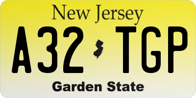 NJ license plate A32TGP