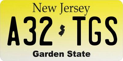 NJ license plate A32TGS