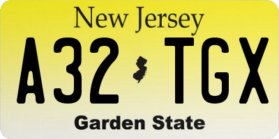 NJ license plate A32TGX