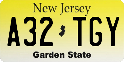 NJ license plate A32TGY