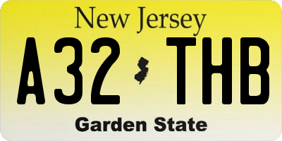 NJ license plate A32THB