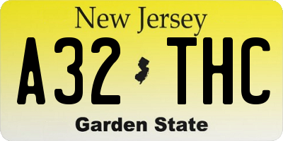 NJ license plate A32THC