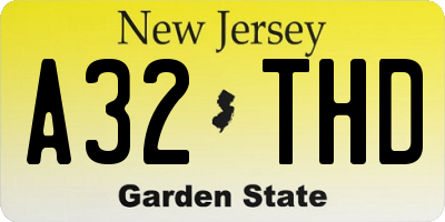 NJ license plate A32THD