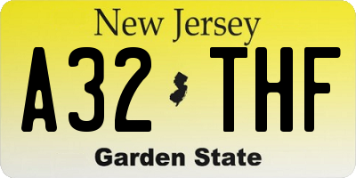 NJ license plate A32THF
