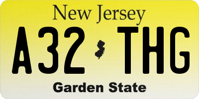 NJ license plate A32THG