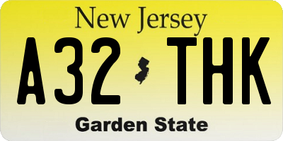 NJ license plate A32THK