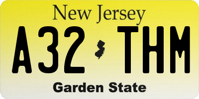 NJ license plate A32THM