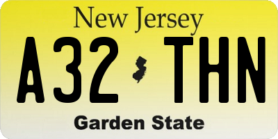 NJ license plate A32THN