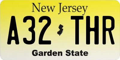 NJ license plate A32THR