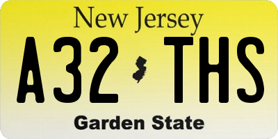 NJ license plate A32THS