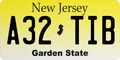 NJ license plate A32TIB
